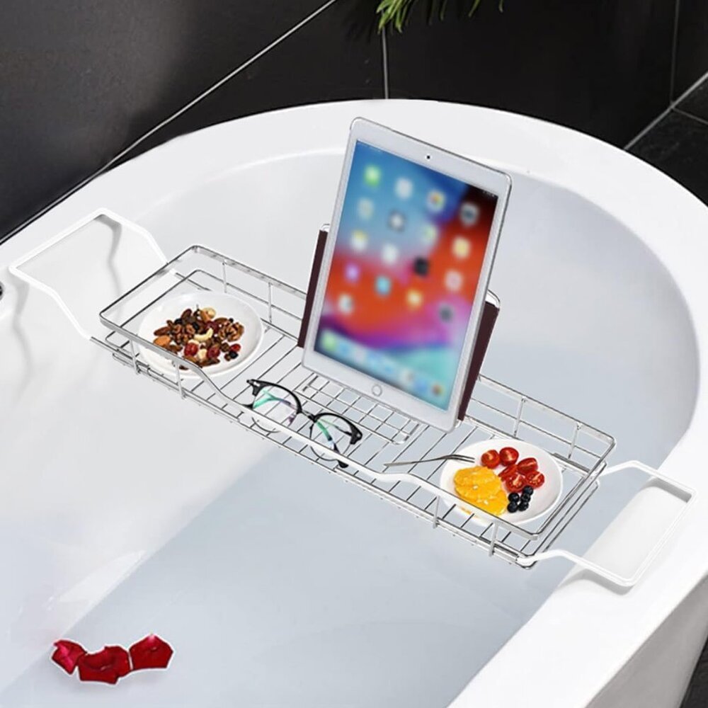 Adjustable Tub Rack, Stainless Steel Bathroom Tray